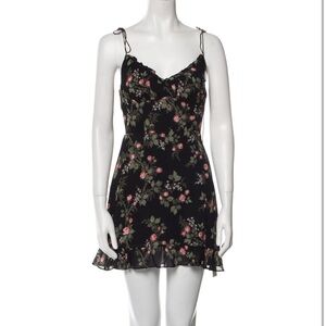 Reformation Floral Black Dress